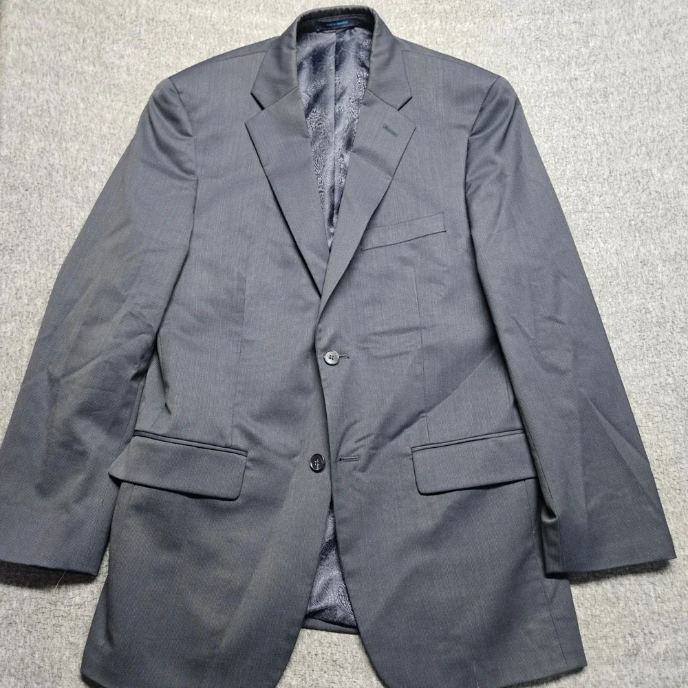 Material London Marzotto Suit Jacket Mens 38R Charcoal Grey Wool Blend Blazer